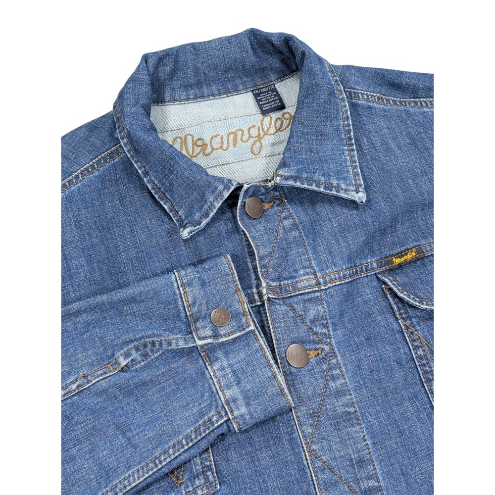 Wrangler Retro Denim Trucker Jacket Mens XXL Blue Western Unlined 74188 Stretch